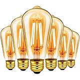 LVWIT Bombillas Vintages LED E27 ST64 (Casquillo Gordo) - 6.5W Equivalente a 53W, 685 Lúmenes, Luz Blanca Cálida 2500K. Bombilla Retro Vintage, No Regulable - Pack de 6 Unidades.