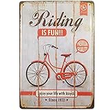 Chapa Vintage [ Bicicleta ] | Placa Decorativa Retro para pared de Salón, Bar, Taller, Tienda | Metal de alta densidad y Relieve | Tamaño 20x30.