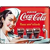 Nostalgic-Art Coca Cola Waitress Placa Decorativa, Metal, Rojo, 30 x 40 cm