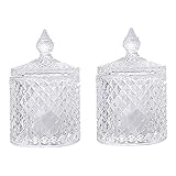 2 Piezas Tarro de Dulces de Cristal Con Tapa, Tarro de Caramelo de Cristal, Tarro Decorativo de Cristal Transparente, para Almacenar Dulces, Objetos Pequeños, Comida (Transparente)