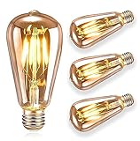 Vintage Edison Bombilla, ASANMU Bombilla LED Vintage E27 ST64 4W (Equivalente a 40W) 2200K Retro Edison Lámpara Ambar Cálido Bombillas Incandescentes para Lluminación y Decoración 220V-240V (3 Piezas)