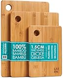 Tablas De Cortar Cocina en Madera Premium Extra-Gruesas - Juego de 3 Piezas en Madera de Bambú Para Picar - 33x22cm / 28x22cm / 22x15cm - Ideal Para Carnes, Verduras, Queso y Pan