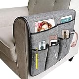 NGLVKE Organizador de sofá Grande, Soporte para Mando a Distancia de TV, Bolsa de Almacenamiento para reposabrazos de sofá Antideslizante con 6 Bolsillos, 19.7 * 35 Inch