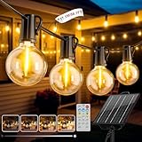 FIFlying Guirnaldas Luces Exterior Solar, 17.1M/56.1Ft Lámparas Solares de Jardín Luces con 24+1 G40 Bombillas, 8 Modos Impermeable Guirnalda Solares para Jardín, Terraza, Navidad, Fiesta