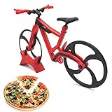 Lady of Luck Bicicleta Cortador de Pizza, Cuchillo de Rueda de Pizza de Acero Inoxidable Antiadherente Cortapizzas con Soporte para Casa, Cocina