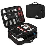 MATEIN Bolsa Cables, Organizador Estuche de Electrónicos Accesorios Viaje Cable Organizer Bag para Cargadores, Cable USB, Ratón, Powerbank, Tarjetas de Memoria, 2 Capas, Negro