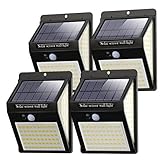 litogo Luz Solar Exterior 140 LED (4 Pack / 3 Modos) con Sensor de Movimiento, Solares Exteriores 270º lluminación Focos Solares Exterior Impermeable Aplique Lampara Solar para Exterior Jardin (WS140)