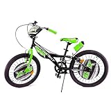 Mediawave Store - Bicicleta BMX BKT diámetro 20' marco de acero con timbre y botella de agua, bicicleta para niños, deportes, ciclismo, actividades al aire libre (verde)