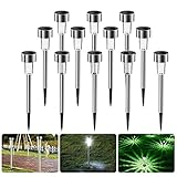 Luces solares Jardín, Nasharia 12 Pcs IP65 LED al Aire Libre Lamparas solares Jardín/Paisaje Impermeable, Energía Solar Luces Jardín, Acero Inoxidable Luz Solar de Césped Para Pasillo, Césped, Patio