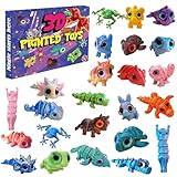 Calendario de cuenta regresiva para Navidad, decoración navideña de invierno impresa en 3D, decoración de cuenta regresiva de Navidad con 24 figuras articuladas de animales | para niños, adolescentes