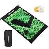 TOM SHOO Juego de Esterilla Masaje Acupresión/Almohada de Acupresión Cuadrada/2 Anillo Masaje Dedo/ 8 Bolas de Masaje, con Bolsa Alivia el Dolor de Espalda y Cuello