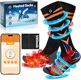Calcetines Calefactables, Jkevow Calcetines Termicos Recargable con App Control 4 Niveles Temperatura, Eléctrico Calcetines Calefactables Mujer y Hombre para Esquí Acampar Caza