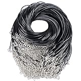 AONER 100pcs 49cm Cuerda Cordones de Collar Ajustable Negro Collar de Cadena Colgante + Broche de Langosta para Bricolaje Collares Pulsera (100pcs Negros)